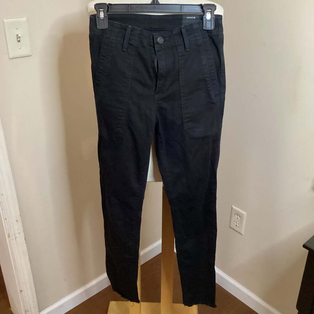 Vince Skinny Military Stretch Twill Slim Ankle Pants in Black